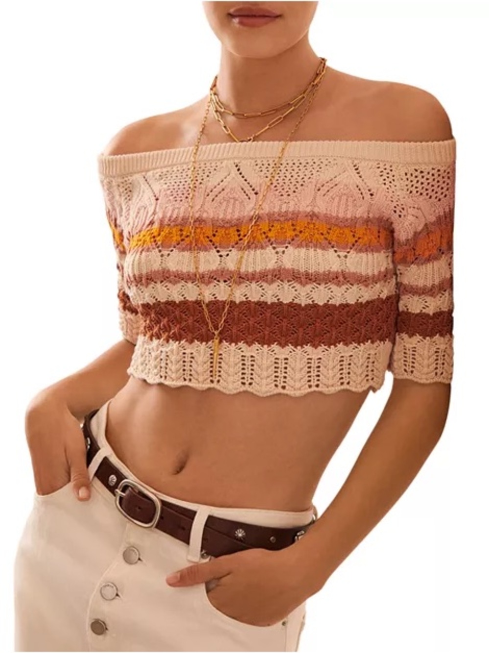 Ba&Sh Jansan Stripe Cropped Sweater Size XS